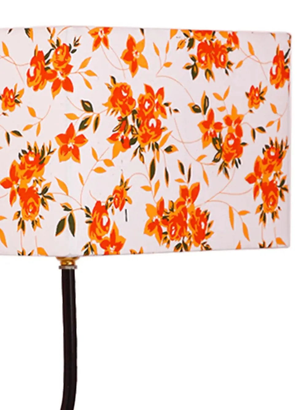 Leaf Floor Lamp with Wood Square Base & Orange Square Shade