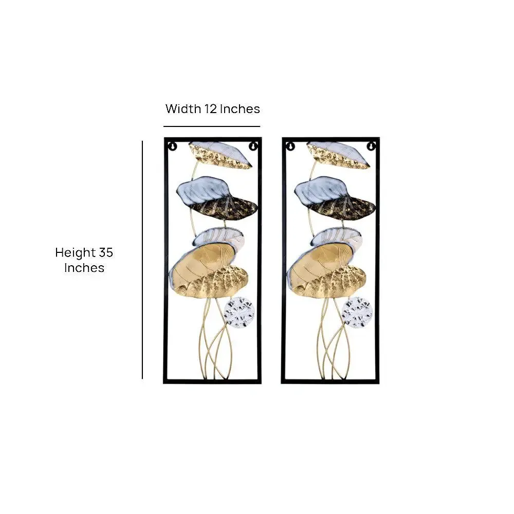 Leaf Motif Rustic Metal Wall Art Masterpiece (Multicolour)- Set of 2