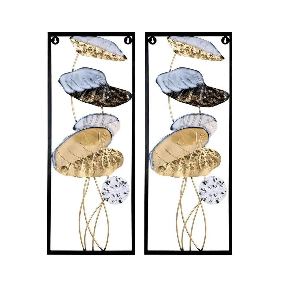 Leaf Motif Rustic Metal Wall Art Masterpiece (Multicolour)- Set of 2