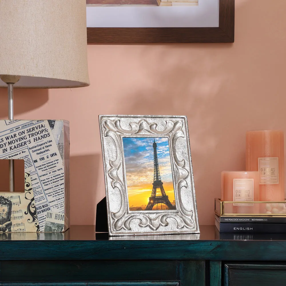 Leaf Pattern Silver Photo Frame