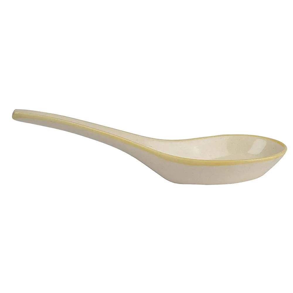 Leaf Printed Ceramic Soup Bowls With Spoons Set Of 2