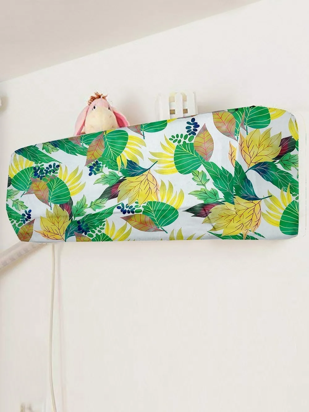 Leaf Printed Green & Yellow Split Ac Cover 1 Ton