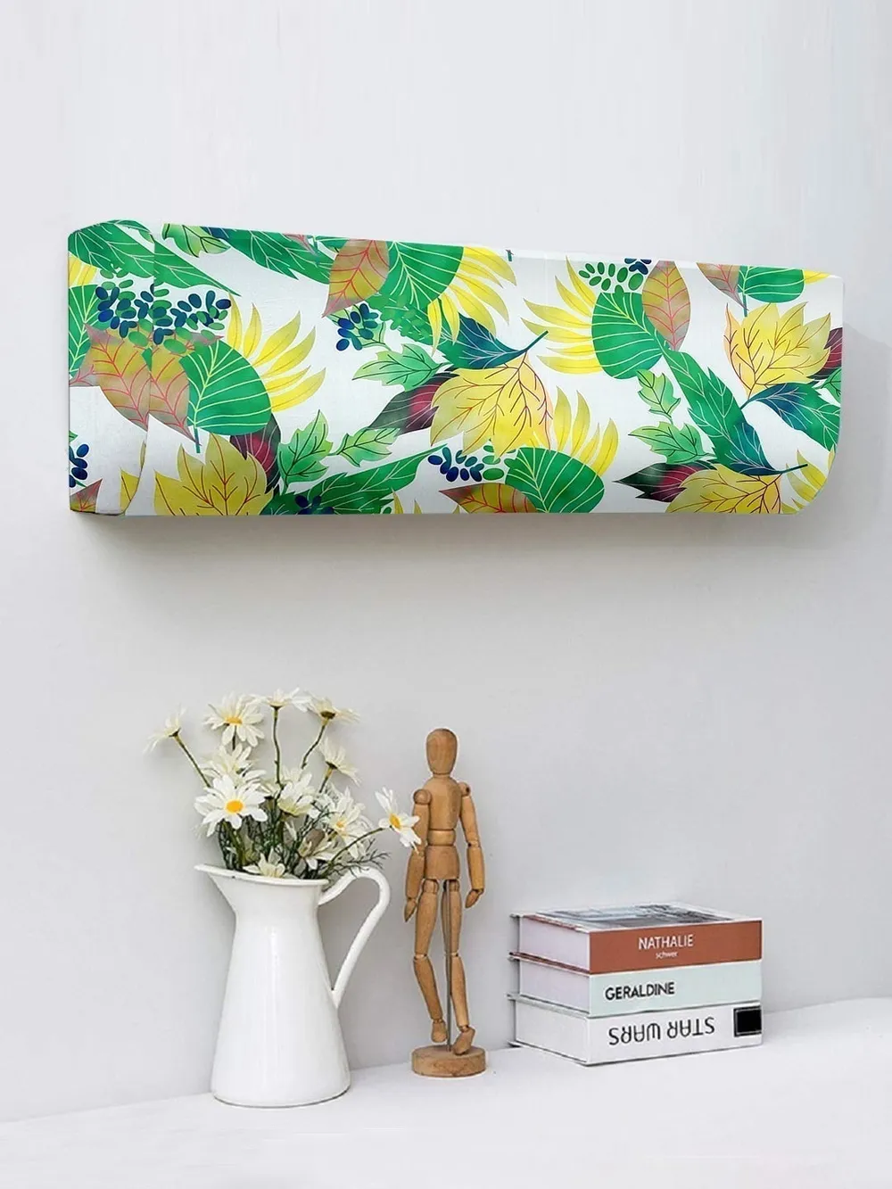 Leaf Printed Green & Yellow Split Ac Cover 1 Ton