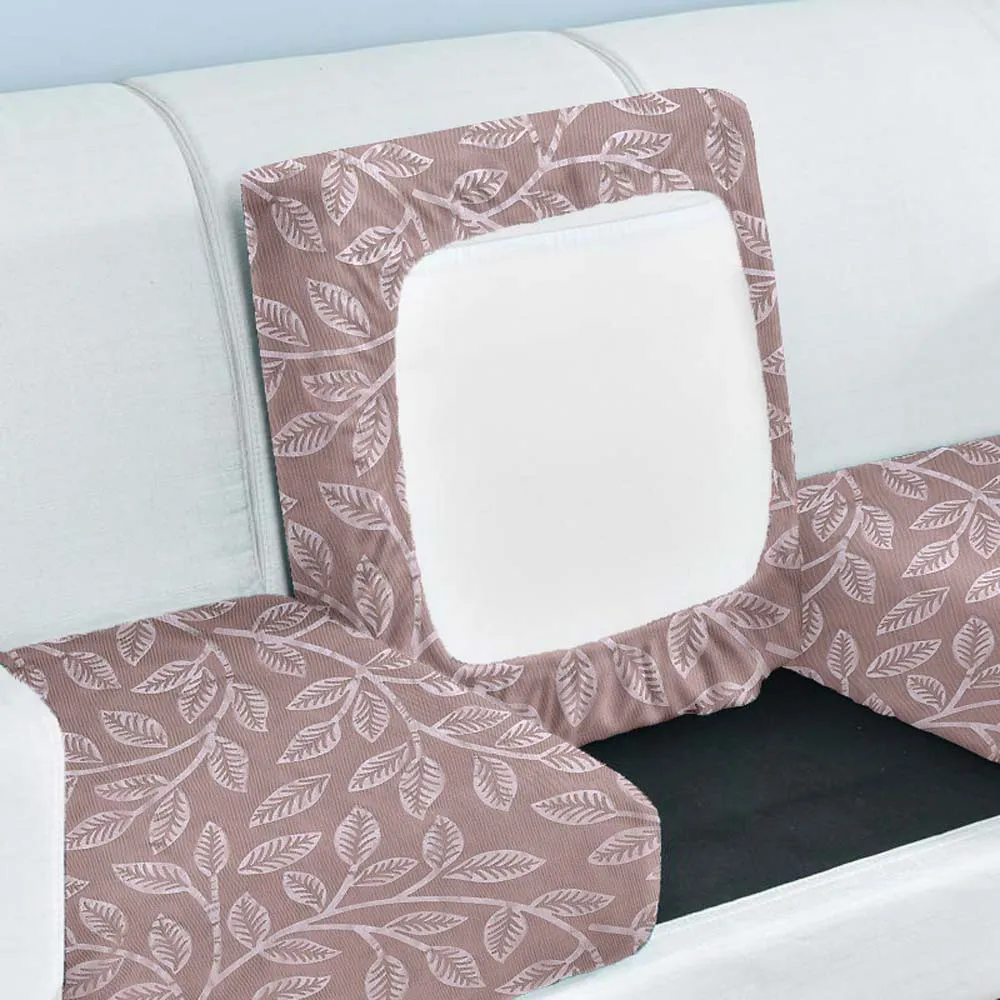 Leafy Design Strechable Pink Sofa Seat Cover Set Of 2/4/6/8 Pack of 2