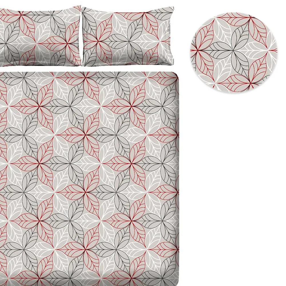 Leafy Flower Cotton Double Bedsheet with Pillow Covers