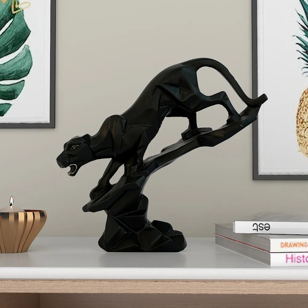 Leaping Black Panther Sculpture