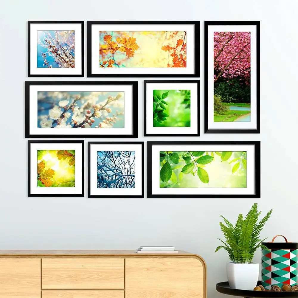 Leaves & Flowers Collage Picture Wall Frame Set of 8