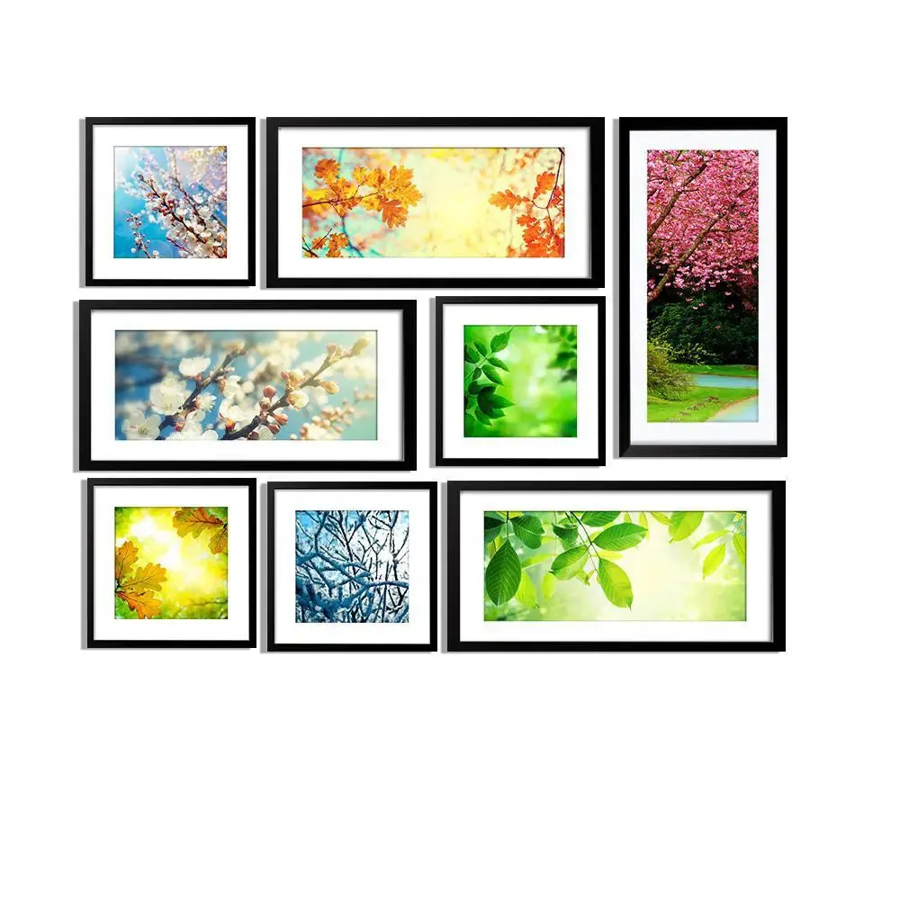 Leaves & Flowers Collage Picture Wall Frame Set of 8