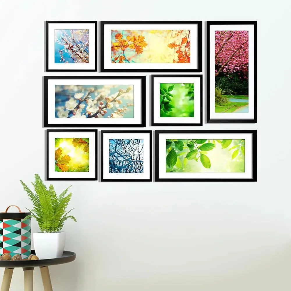 Leaves & Flowers Collage Picture Wall Frame Set of 8