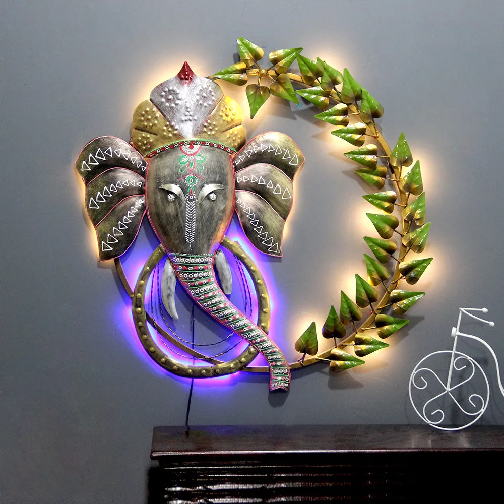 LED Ganesha Inspired Metal Wall Art Decor