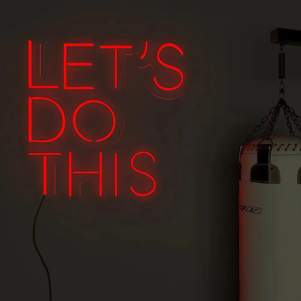 Let's Do This' Motivational Quote LED Neon Light for Gym Wall Decor Red