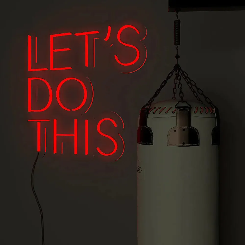 Let's Do This' Motivational Quote LED Neon Light for Gym Wall Decor Red