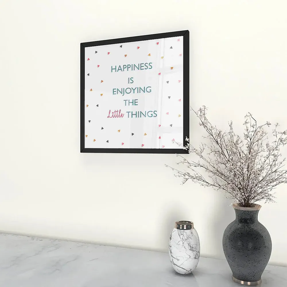 Life Happiness Quote Wall Painting with Black Frame