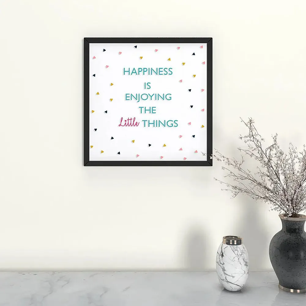 Life Happiness Quote Wall Painting with Black Frame