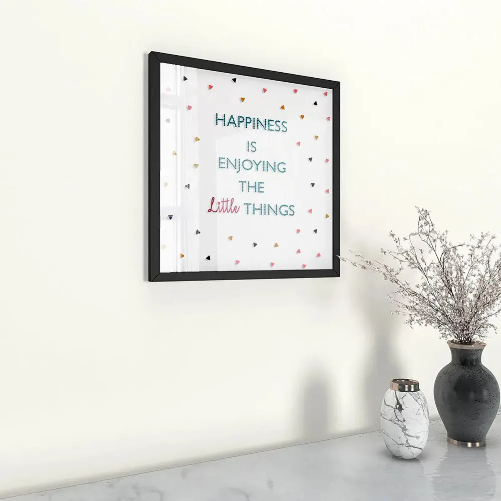 Life Happiness Quote Wall Painting with Black Frame