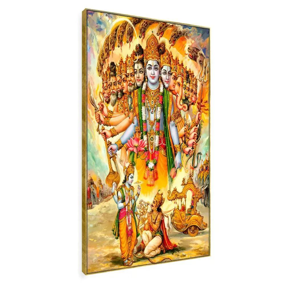 Life-Like Lord Vishnu Canvas Wall Painting for Living Room With Frame