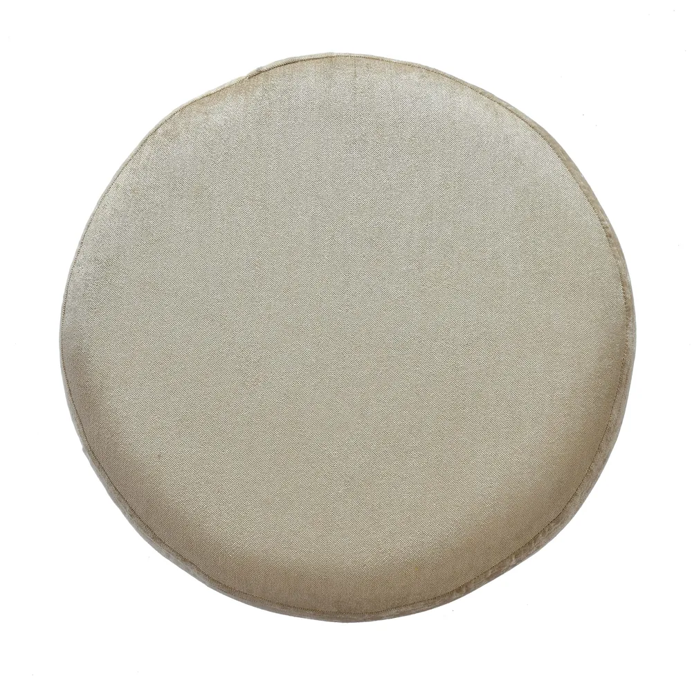 Light Beige Color Wooden Pouffe Stool Single Piece