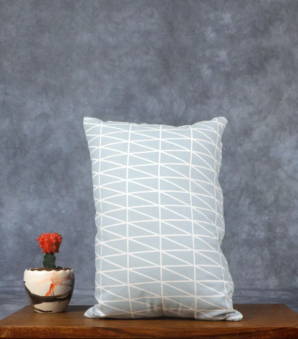 Light Blue Parallel Line Stripe Print Cushion Cover