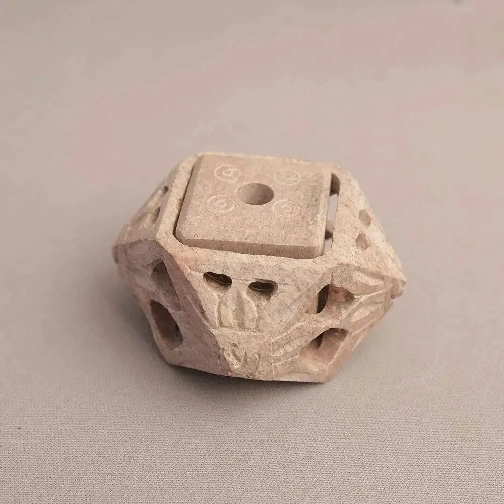 Light Brown Intricately-Designed Marble Soapstone Incense Stick Holder
