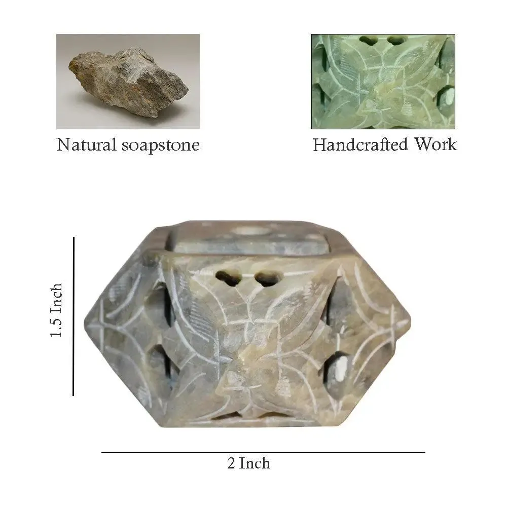 Light Brown Intricately-Designed Marble Soapstone Incense Stick Holder