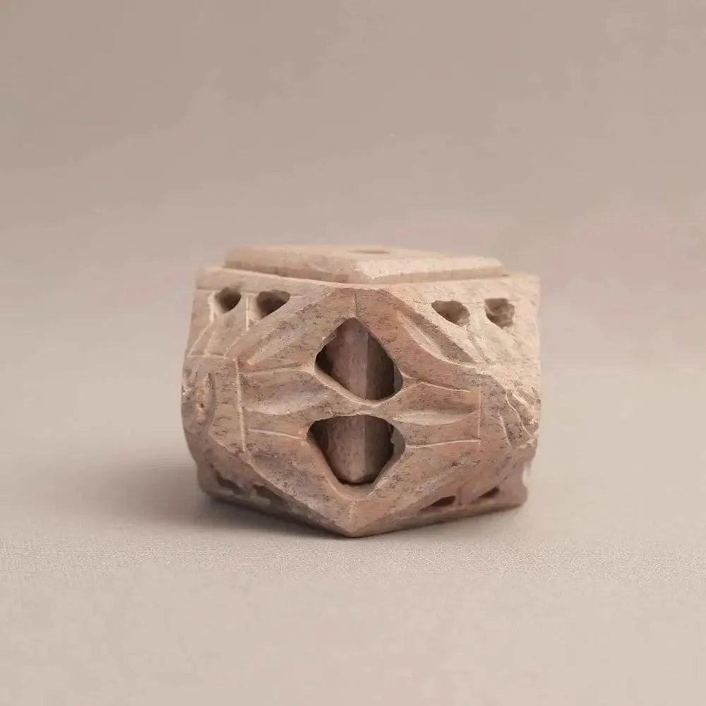 Light Brown Intricately-Designed Marble Soapstone Incense Stick Holder