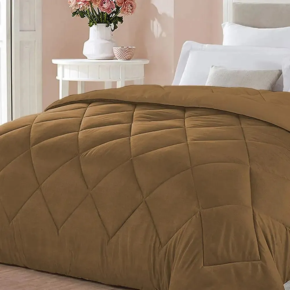 Light Brown Quilted Double Bed Comforter