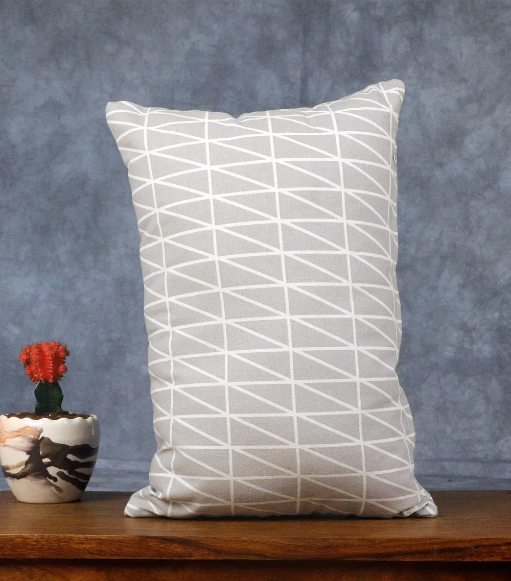 Light Gray Parallel Line Stripe Print Cushion cover