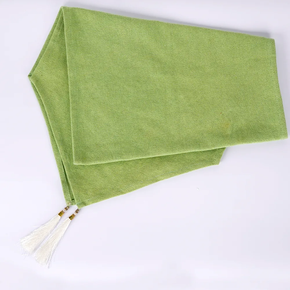 Light Green Jute Canvas Table Runner