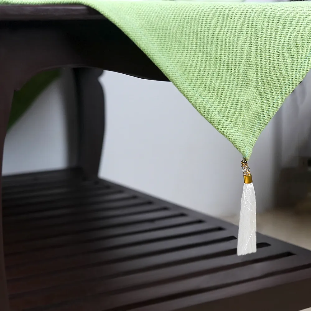 Light Green Jute Canvas Table Runner