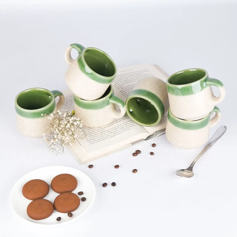Light Green Layered Ceramic Mugs Set of 6