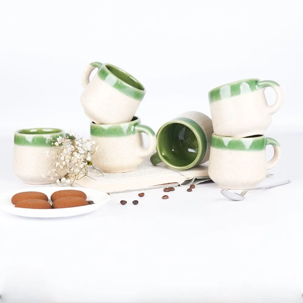 Light Green Layered Ceramic Mugs Set of 6