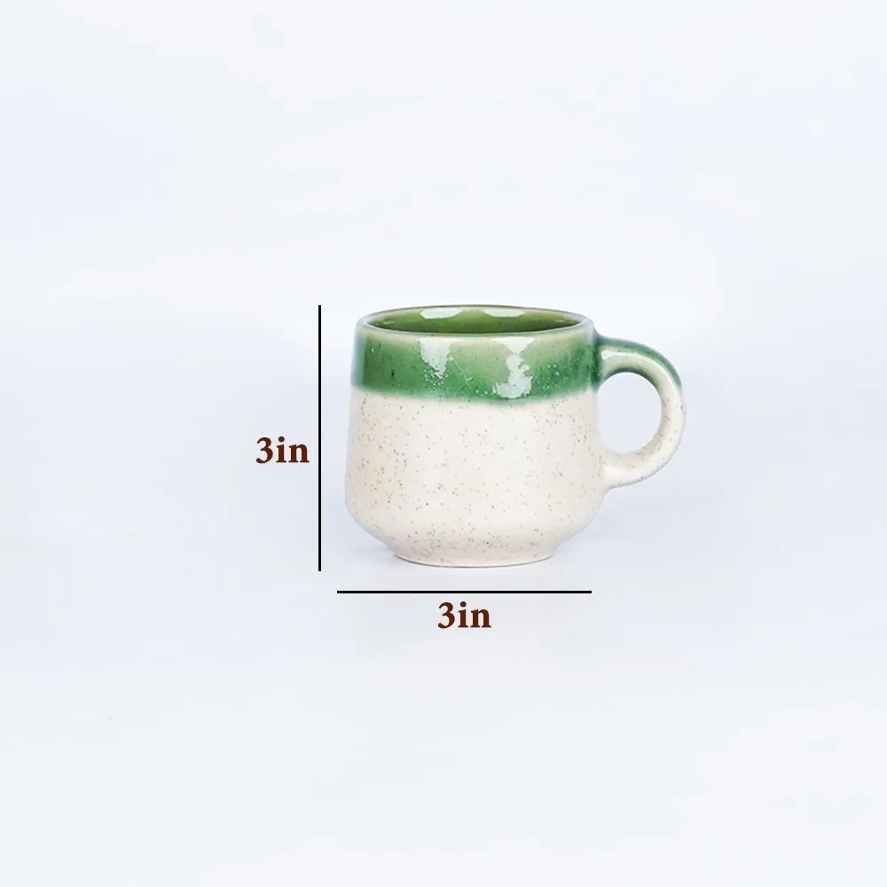 Light Green Layered Ceramic Mugs Set of 6