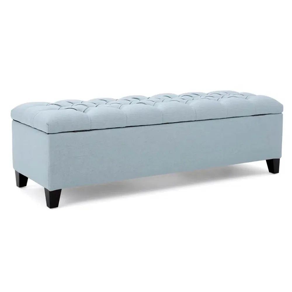 Light Grey Resilient & Super Soft Luxurious Tufted Velvet Flip Top Storage Bench