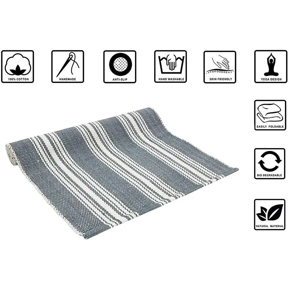 Light Grey Striped Cotton Yogamat