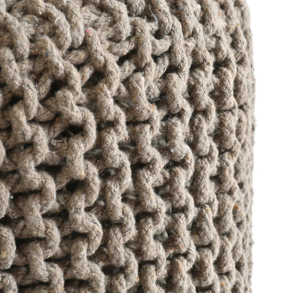 Light Mouse Solid Cotton Knitted Pouffe