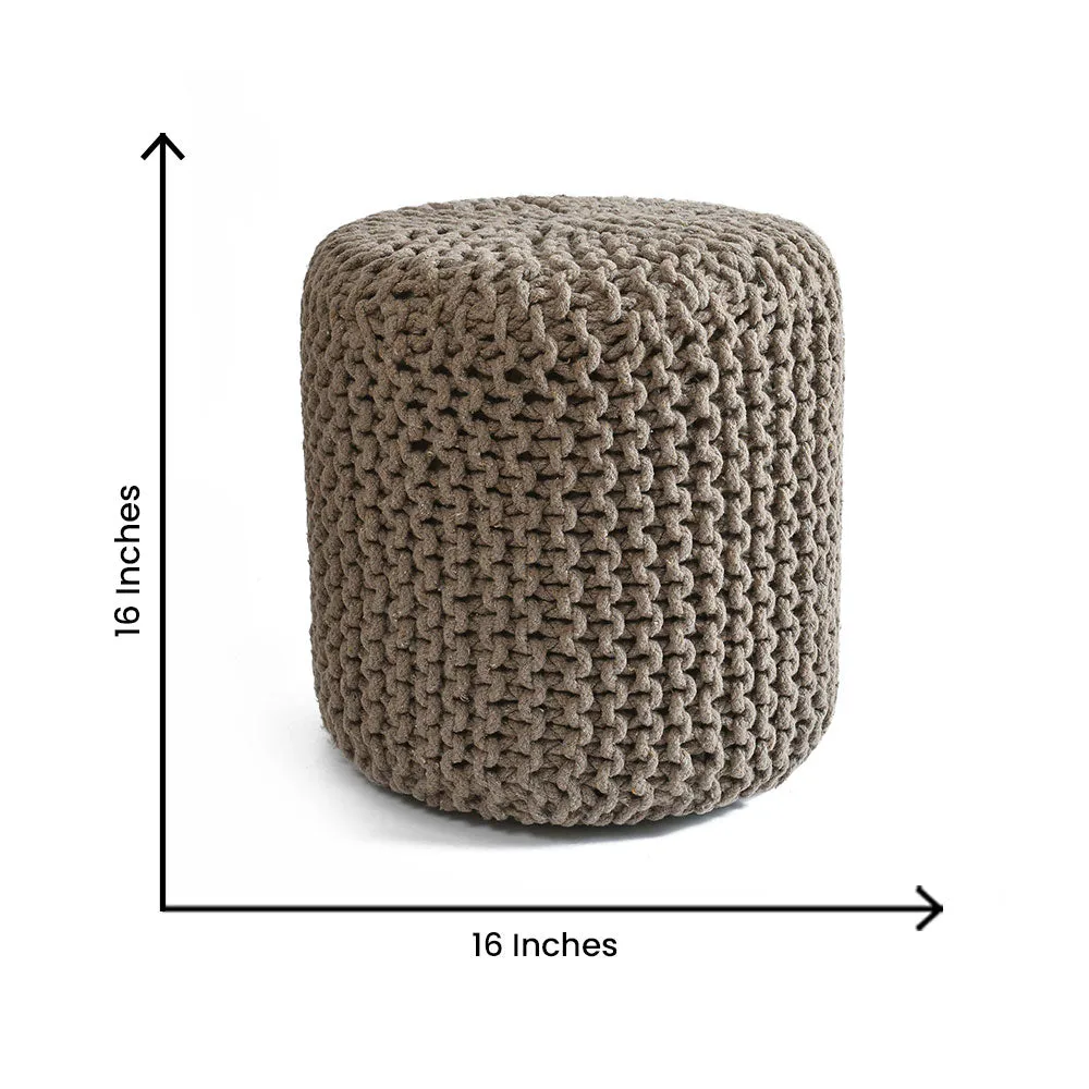 Light Mouse Solid Cotton Knitted Pouffe