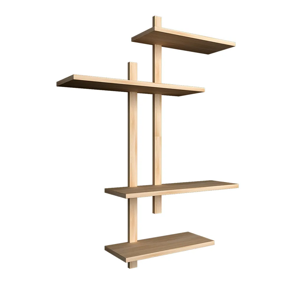 Light Oak Finish Contemporary Designer Wall Shelf