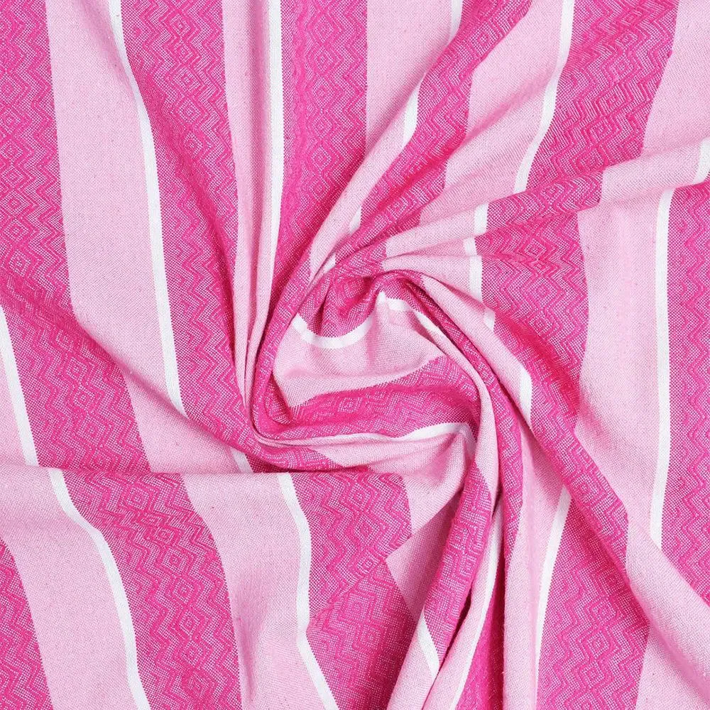 Light Pink Traditional Printed Striped Jacqard Queen Size Bedsheet With 2 Pillows Covers