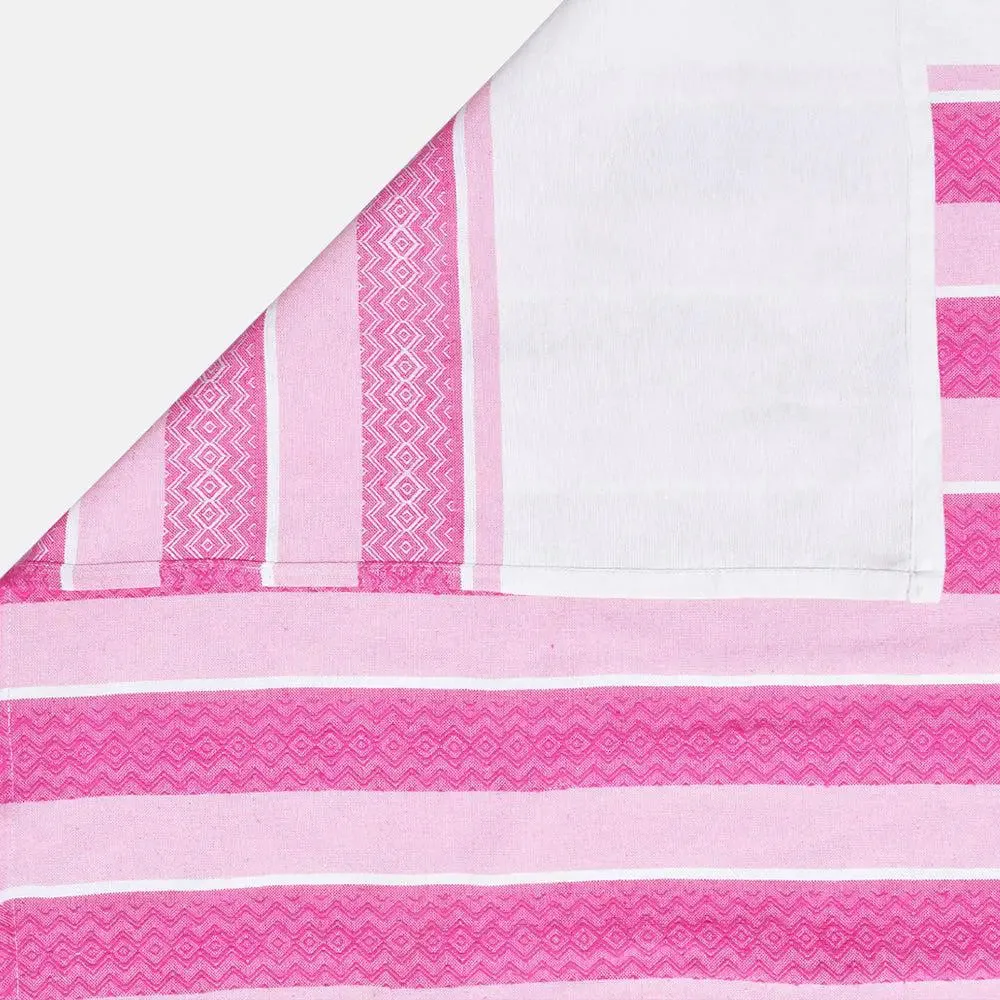 Light Pink Traditional Printed Striped Jacqard Queen Size Bedsheet With 2 Pillows Covers