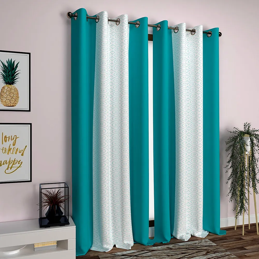 Light Sea Green Classic Designer Layered Door Curtain Medium single Piece (7ft)
