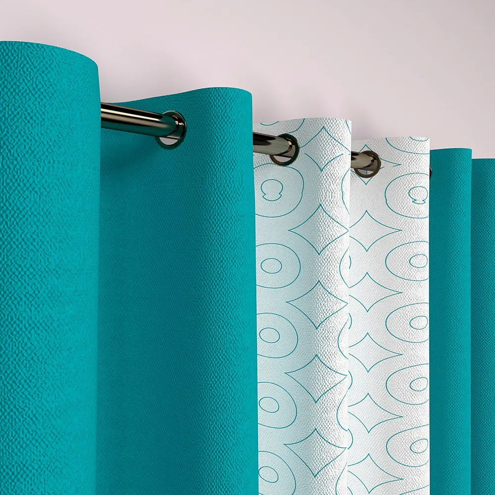 Light Sea Green Classic Designer Layered Door Curtain Medium single Piece (7ft)