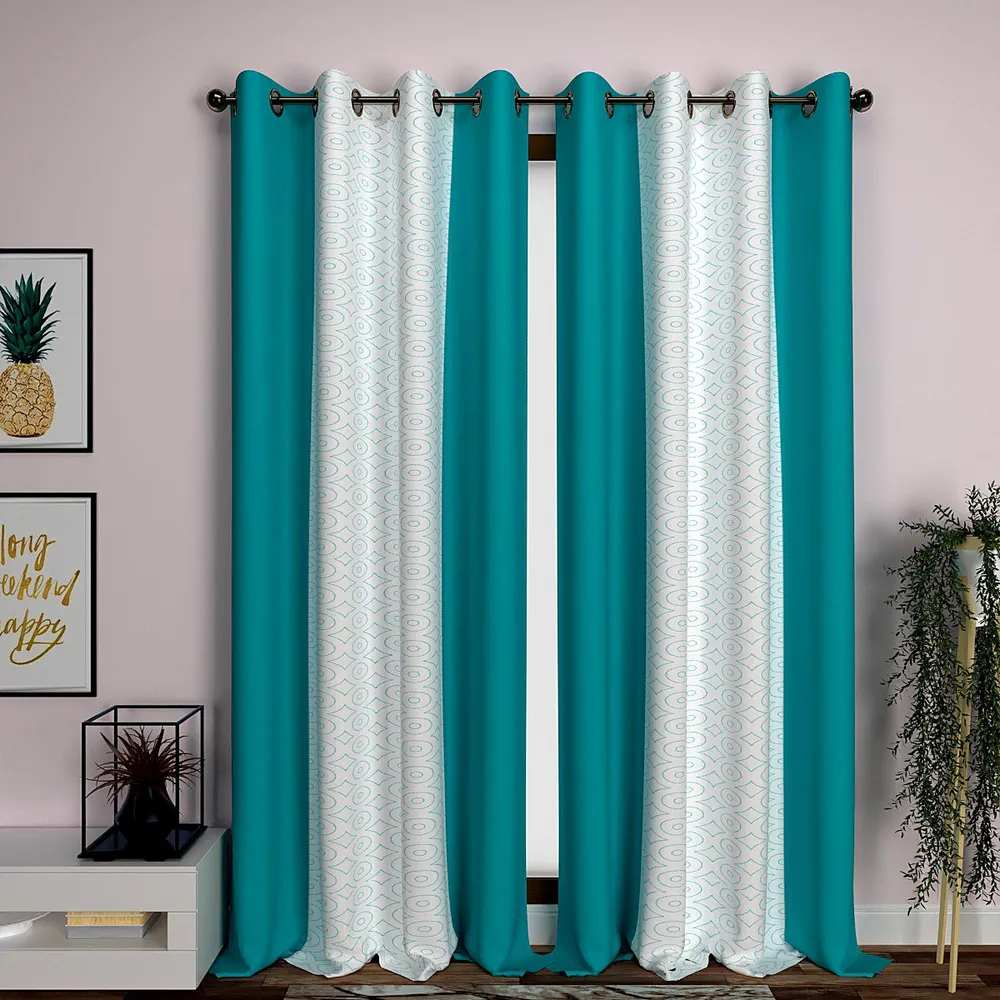 Light Sea Green Classic Designer Layered Door Curtain Medium single Piece (7ft)
