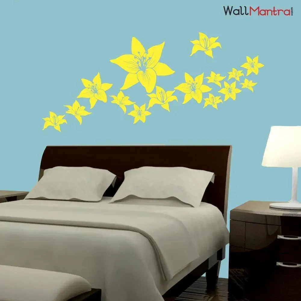 Light Yellow Flower Wall Sticker for Bedroom
