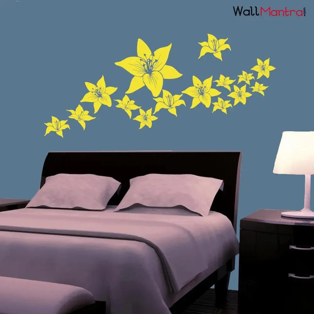 Light Yellow Flower Wall Sticker for Bedroom