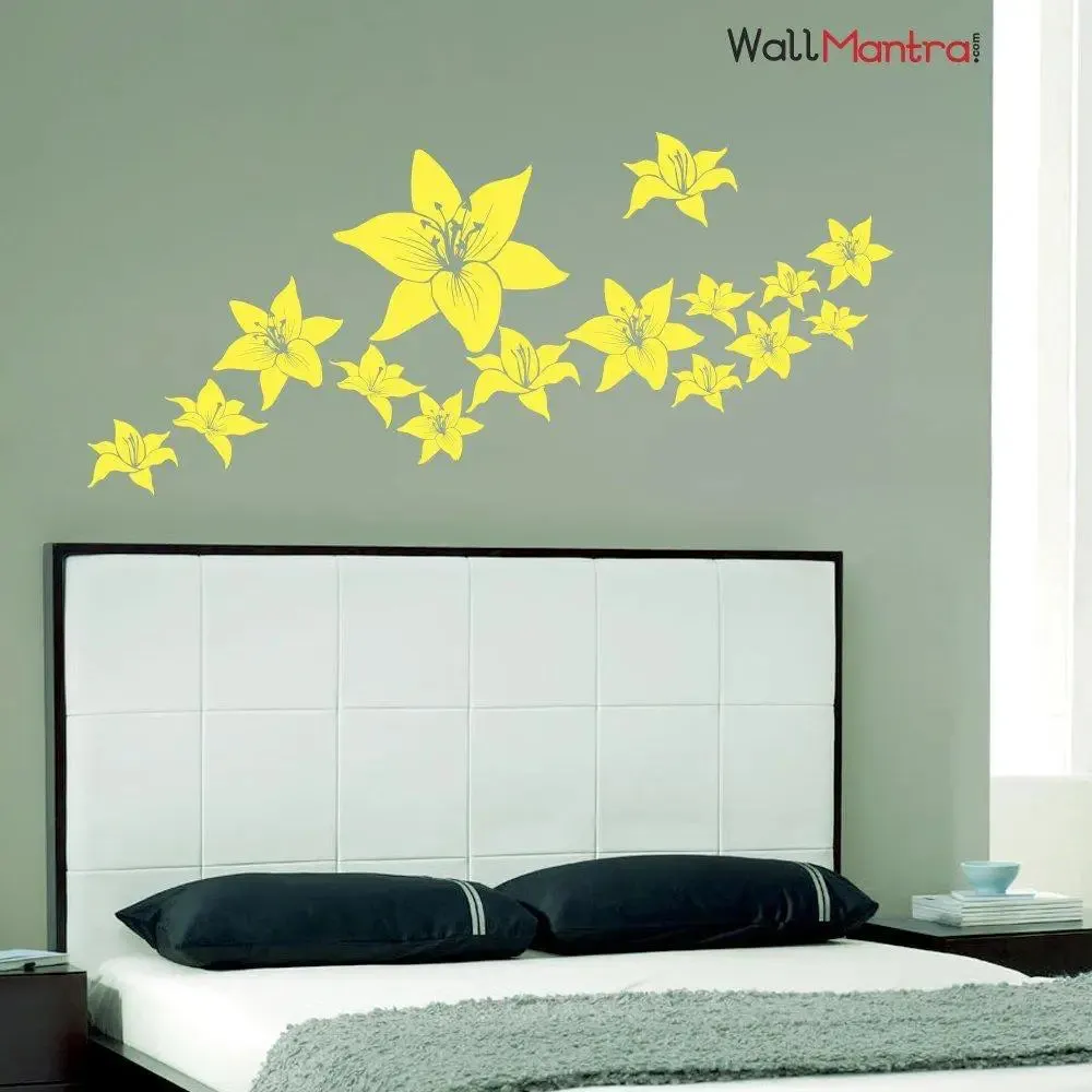 Light Yellow Flower Wall Sticker for Bedroom