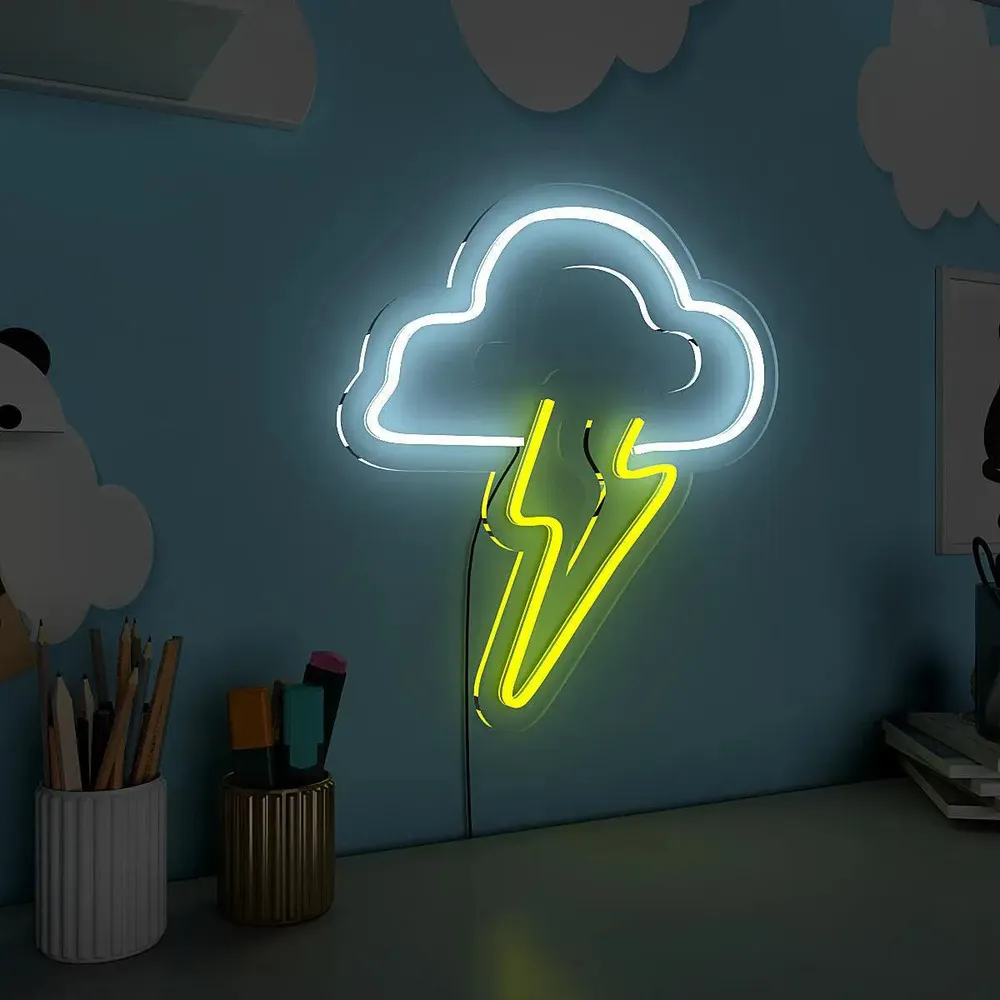 Lightening Cloud LED Neon Light (Available in multiple colors) Yellow