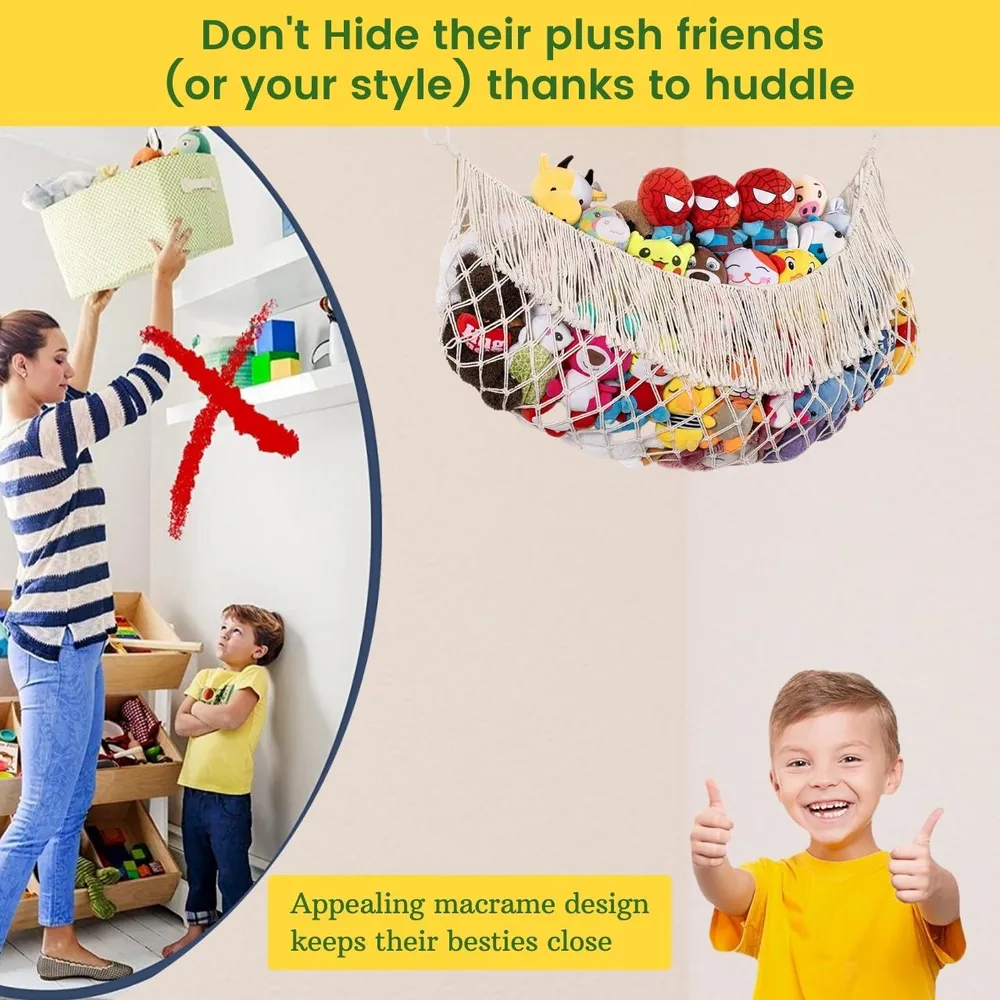 Lightweight 100% Cotton Macrame Toy Hammock for Kids Room