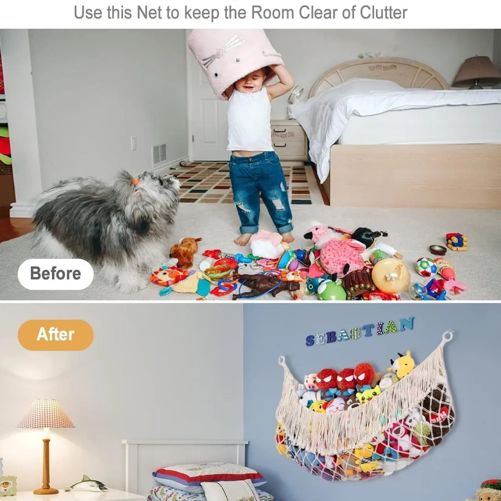 Lightweight 100% Cotton Macrame Toy Hammock for Kids Room