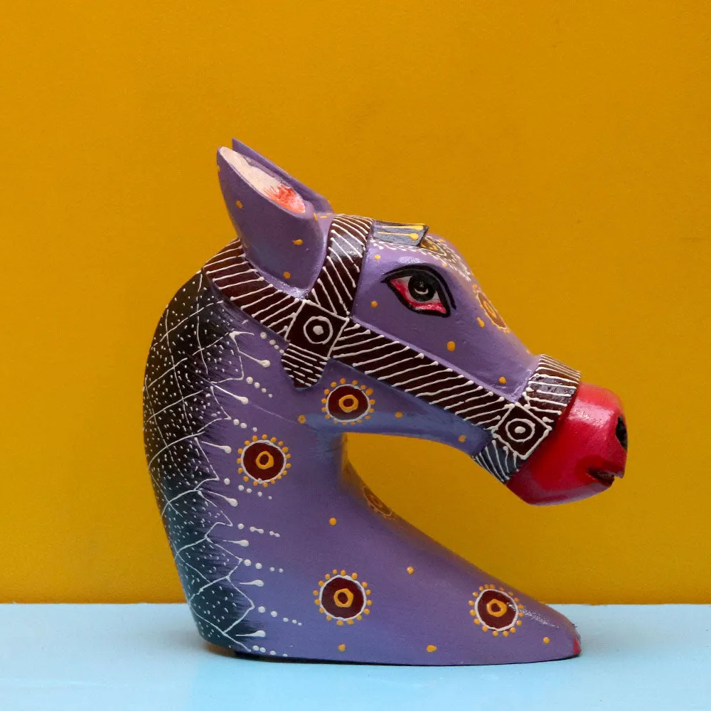 Lilac Horse Head Wooden Wall Decor