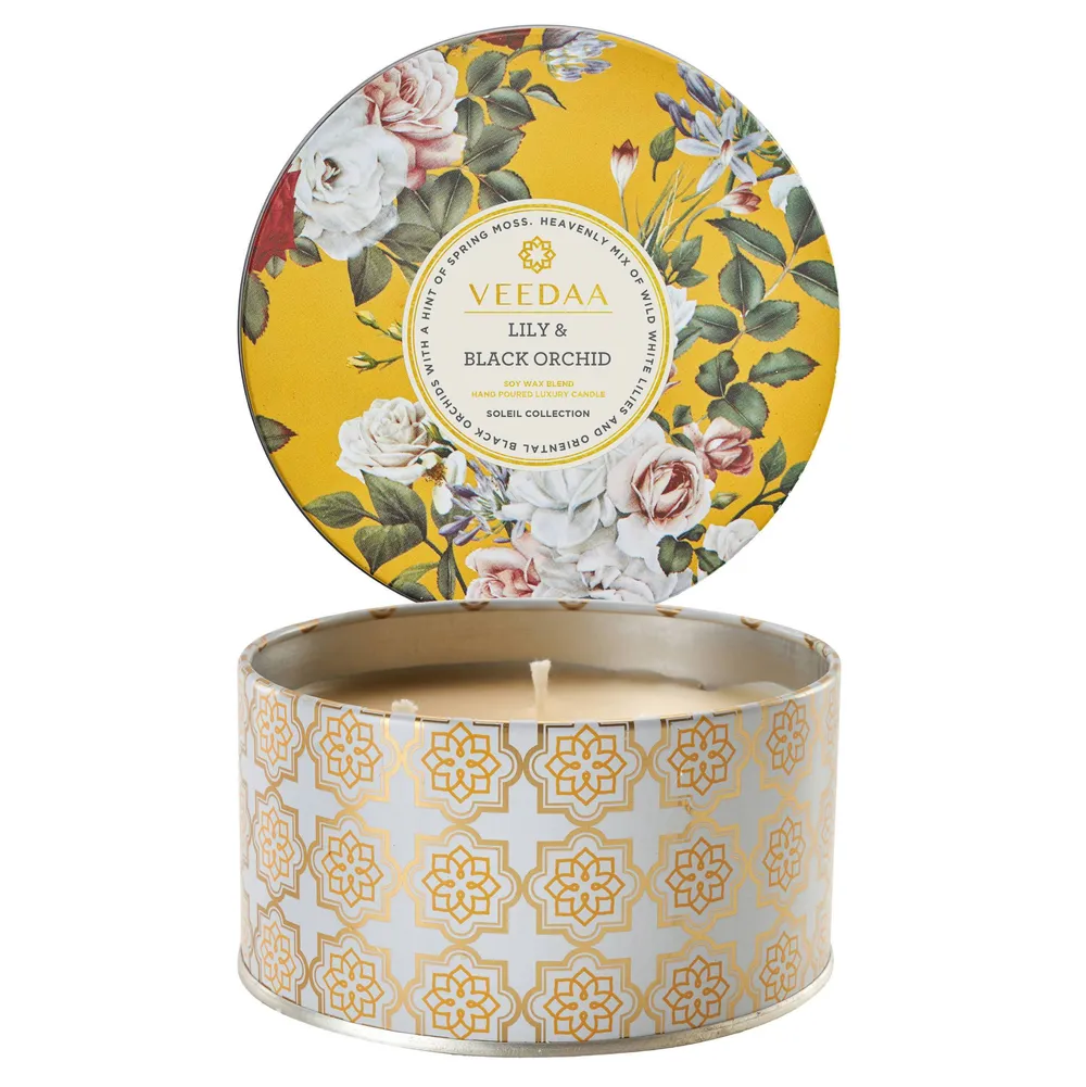Lily & Black orchid 3 Wick Tin Scented Candle